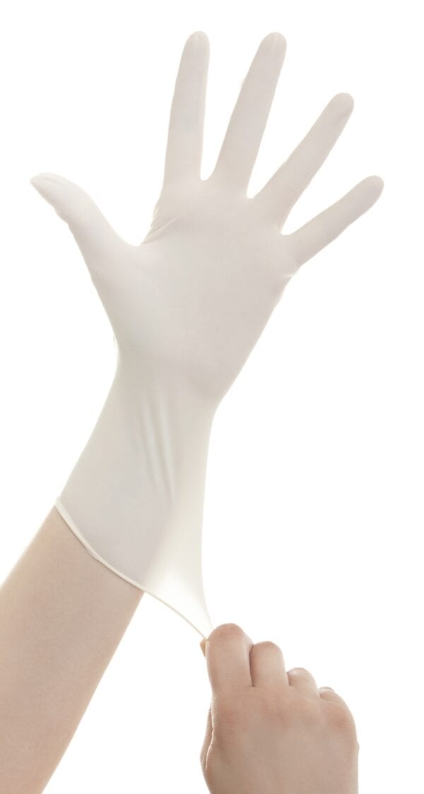 Gants d'examen en latex poudrés non stériles ( non recommandé pour les personnes allergiques au latex )